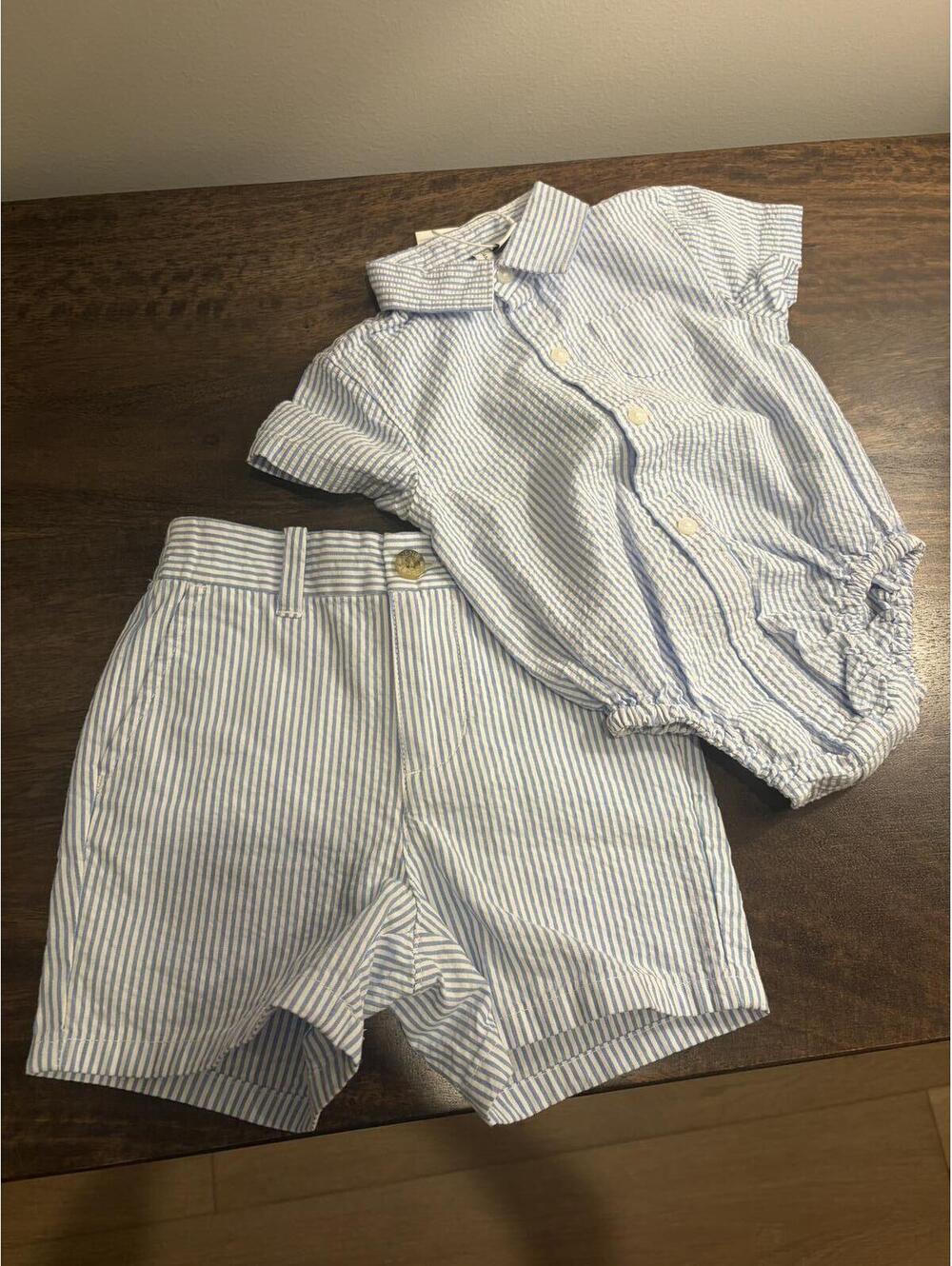 NWT Janie and Jack Button Up/Shorts Set 12-18M